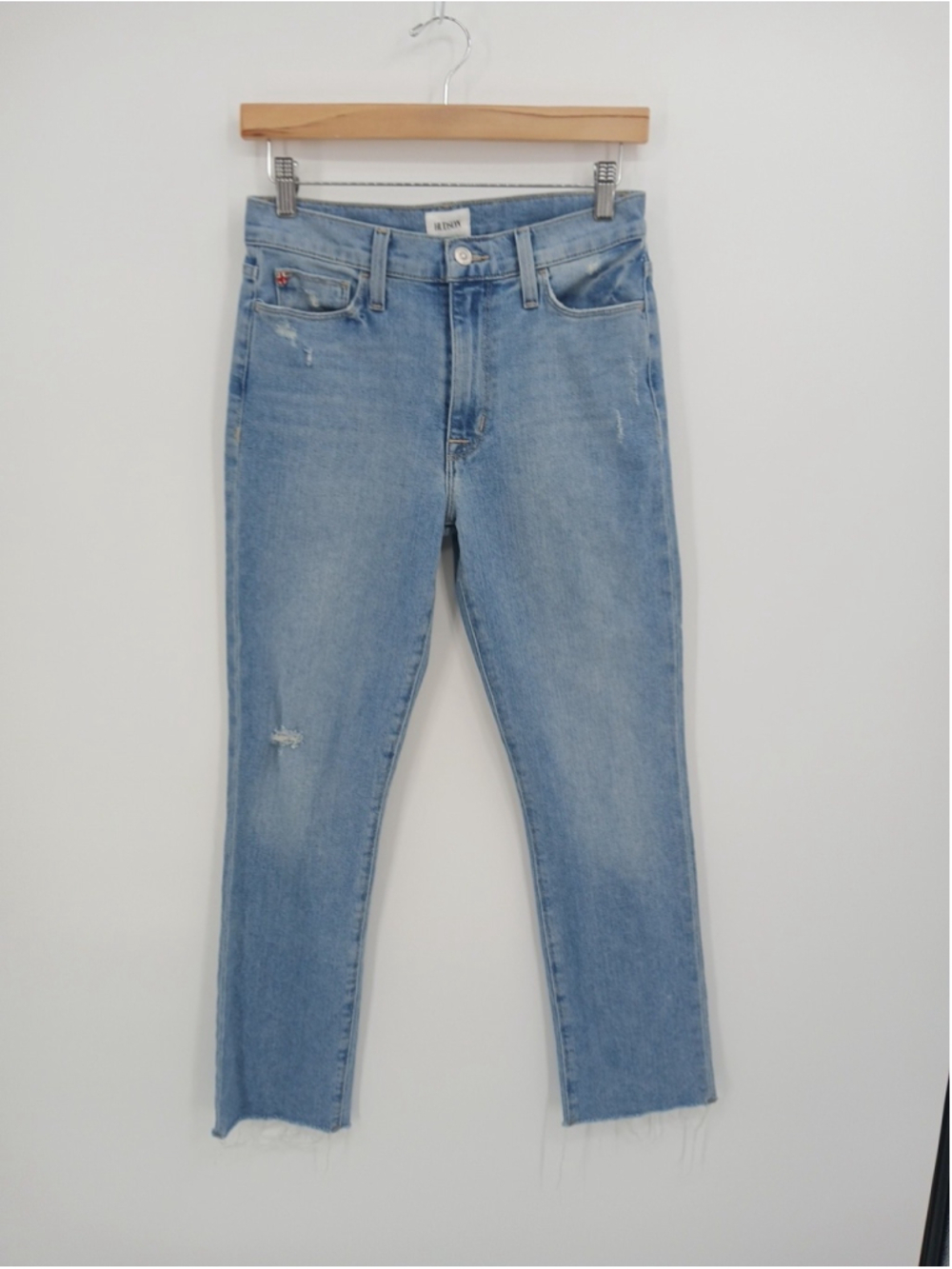 Hudson Jeans Blair High Rise Straight Crop Womens Size 26 Blue Distressed